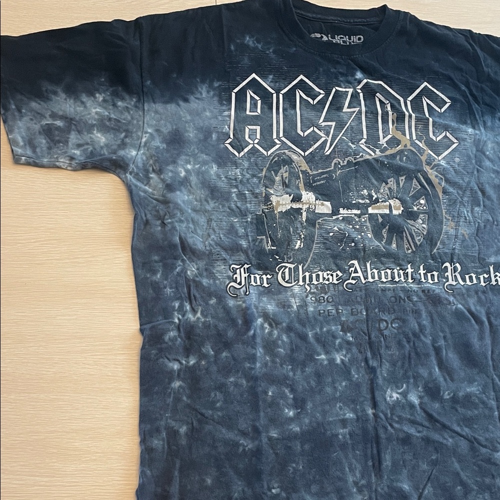 AC/DC Tie-Dye Graphic Tee - Black and Gray